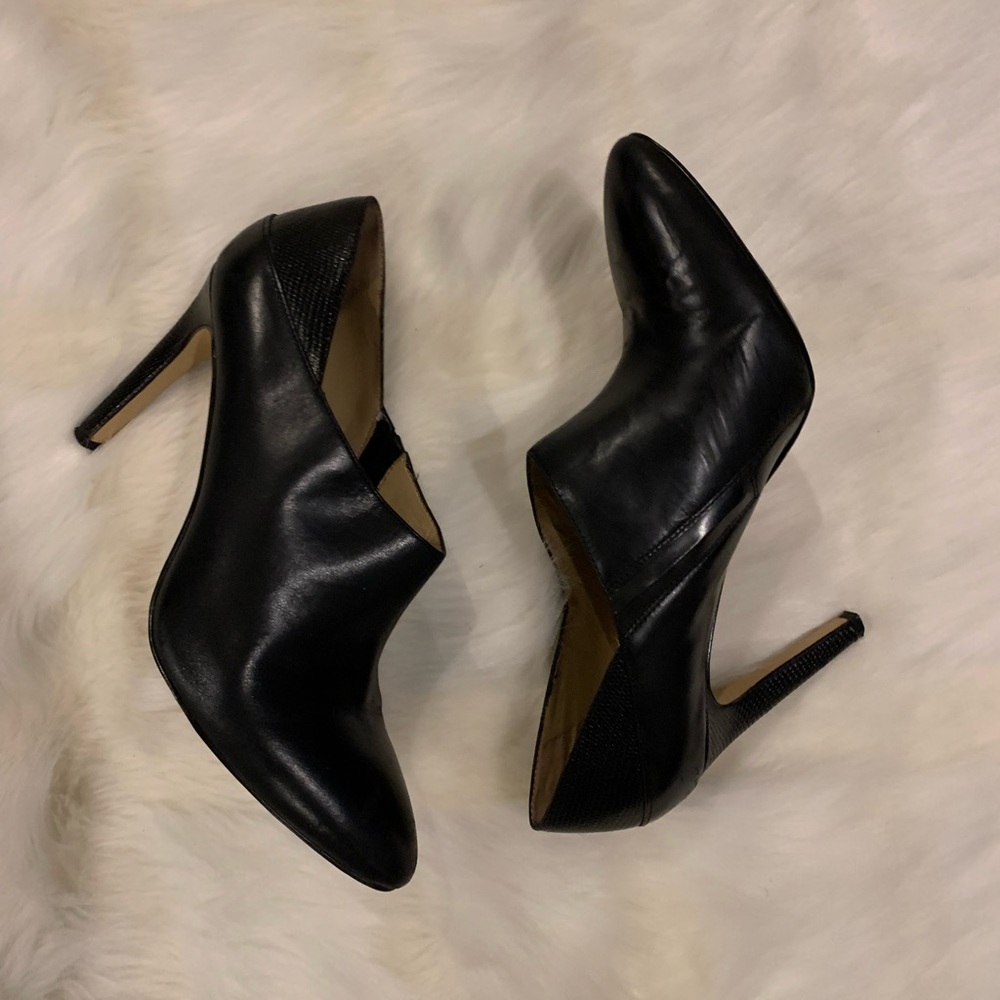 Black Leather 4-Inch Ann Taylor Bootie